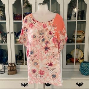 Cato Floral Blouse in Pink and Orange